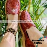 zj00014 Huaraches Artesanales Color Shedron Con Tejido Flor Bordada De Piso Mujer De Piel Sahuayo Michoacan mayoreo fabricante de calzado zapatos taller maquilador (2)
