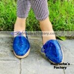 zj00040 Huarache artesanal piel azul rey agujeta piso mujer mayoreo fabricante calzado zapatos proveedor sandalias taller maquilador