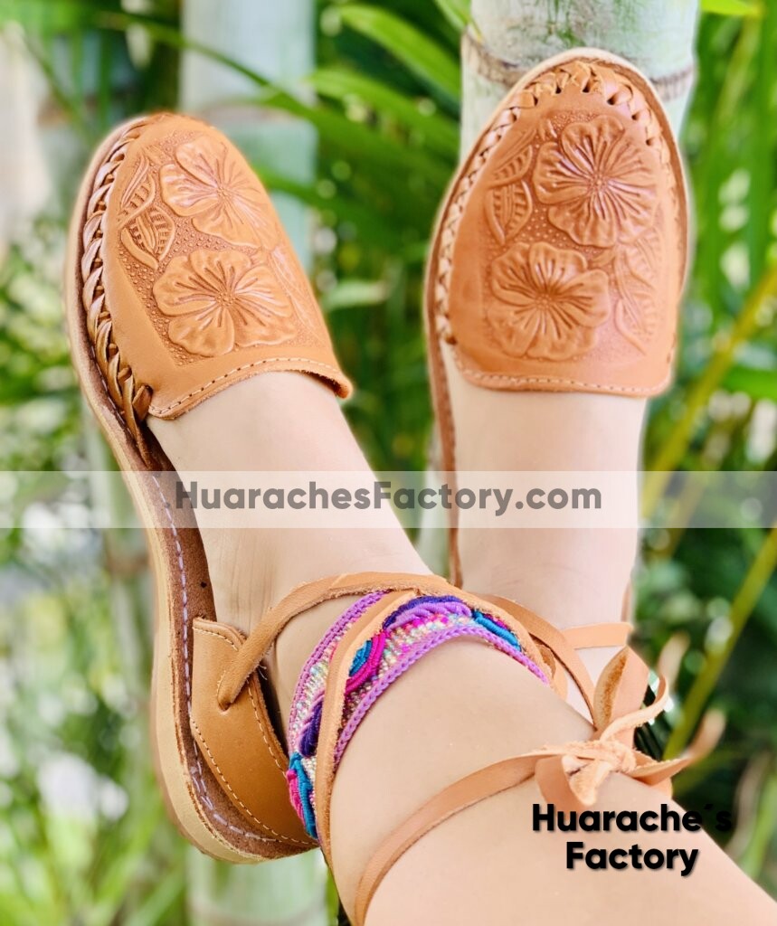 zj00438 Huaraches Artesanales Color Beige Alpargata Troquel De Piso Mujer De Piel Sahuayo Michoacan mayoreo fabricante de calzado zapatos taller maquilador (1)