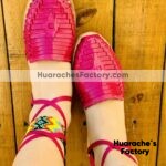 zj00522 Huaraches Artesanales Color Fiusha Alpargata Tejido De Piso Mujer De Piel Sahuayo Michoacan mayoreo fabricante de calzado zapatos taller maquilador (1)