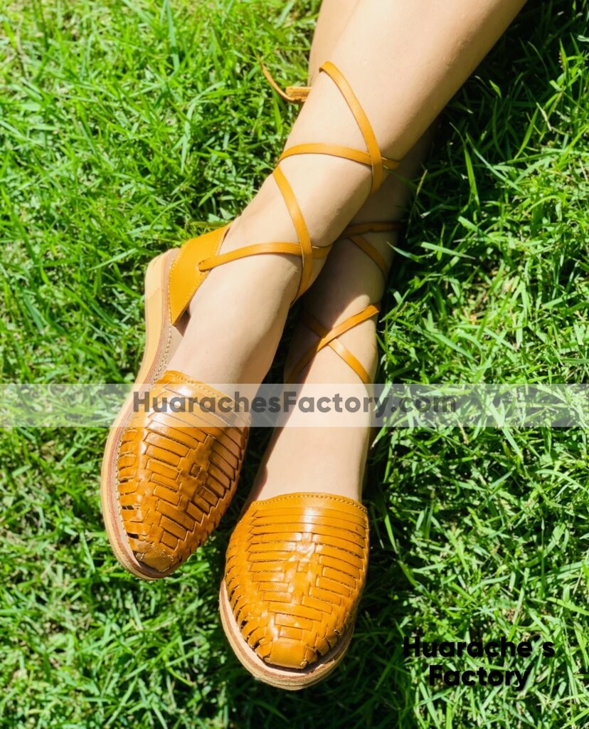 zj00603 Huaraches Artesanales Color Amarillo Alpargata Tejido De Piso Mujer De Piel Sahuayo Michoacan mayoreo fabricante de calzado zapatos taller maquilador(1)
