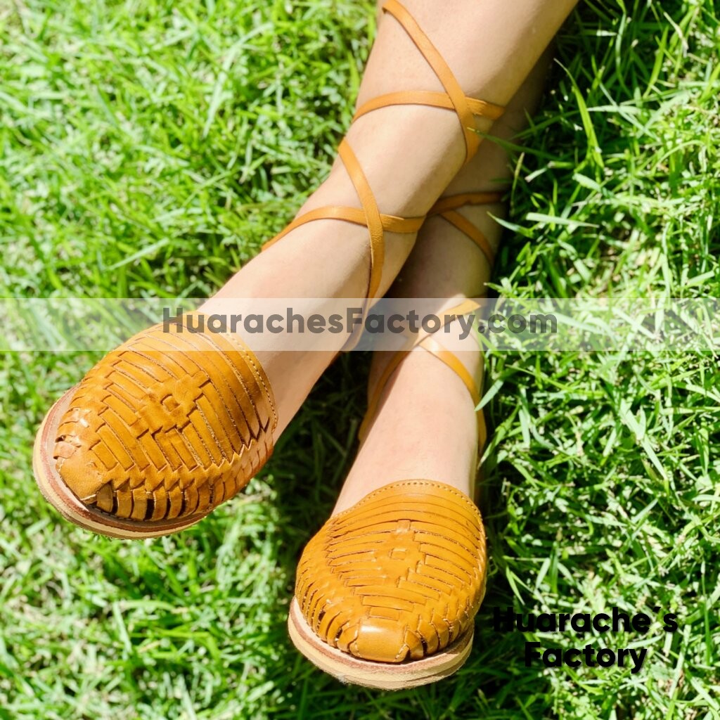zj00603 Huaraches Artesanales Color Amarillo Alpargata Tejido De Piso Mujer De Piel Sahuayo Michoacan mayoreo fabricante de calzado zapatos taller maquilador(2)