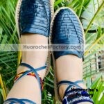 zj00608 Huaraches Artesanales Color Azul Alpargata Tejido De Piso Mujer De Piel Sahuayo Michoacan mayoreo fabricante de calzado zapatos taller maquilador