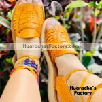 zj00611 Huaraches Artesanales Color Amarillo Alpargata Tejido De Piso Mujer De Piel Sahuayo Michoacan mayoreo fabricante de calzado zapatos taller maquilador