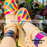 zs00254 Plataforma Artesanales Color Beige Laser Tejido Multicolor De Tacon Mujer De Piel Sahuayo Michoacan mayoreo fabricante de calzado zapatos taller maquilador
