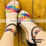 zs00349 Plataforma Artesanales Color Negro Con Tejido Multicolor De Tacon Mujer De Piel Sahuayo Michoacan mayoreo fabricante de calzado zapatos taller maquilador (1) (1)