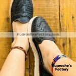 zs00574 Huaraches Artesanales Color Negro Con Tejido De Piso Mujer De Piel Sahuayo Michoacan mayoreo fabricante de calzado zapatos taller maquilador (1)