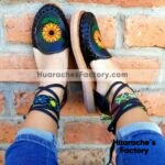 zs00728 Huaraches Artesanales Color Negro Alpargata Con Bordado De Piso Mujer De Piel Sahuayo Michoacan mayoreo fabricante de calzado zapatos taller maquilador (2)