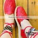 zs00194 Huaraches Artesanales Color Rojo Alpargata Tejido De Piso Mujer De Piel Sahuayo Michoacan mayoreo fabricante de calzado zapatos taller maquilador (1)