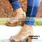 zs00640 Huarache artesanal plataforma mujer mayoreo fabricante calzado zapatos proveedor sandalias taller maquilador