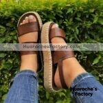 zj00701 Huarache artesanal plataforma mujer mayoreo fabricante calzado zapatos proveedor sandalias taller maquilador