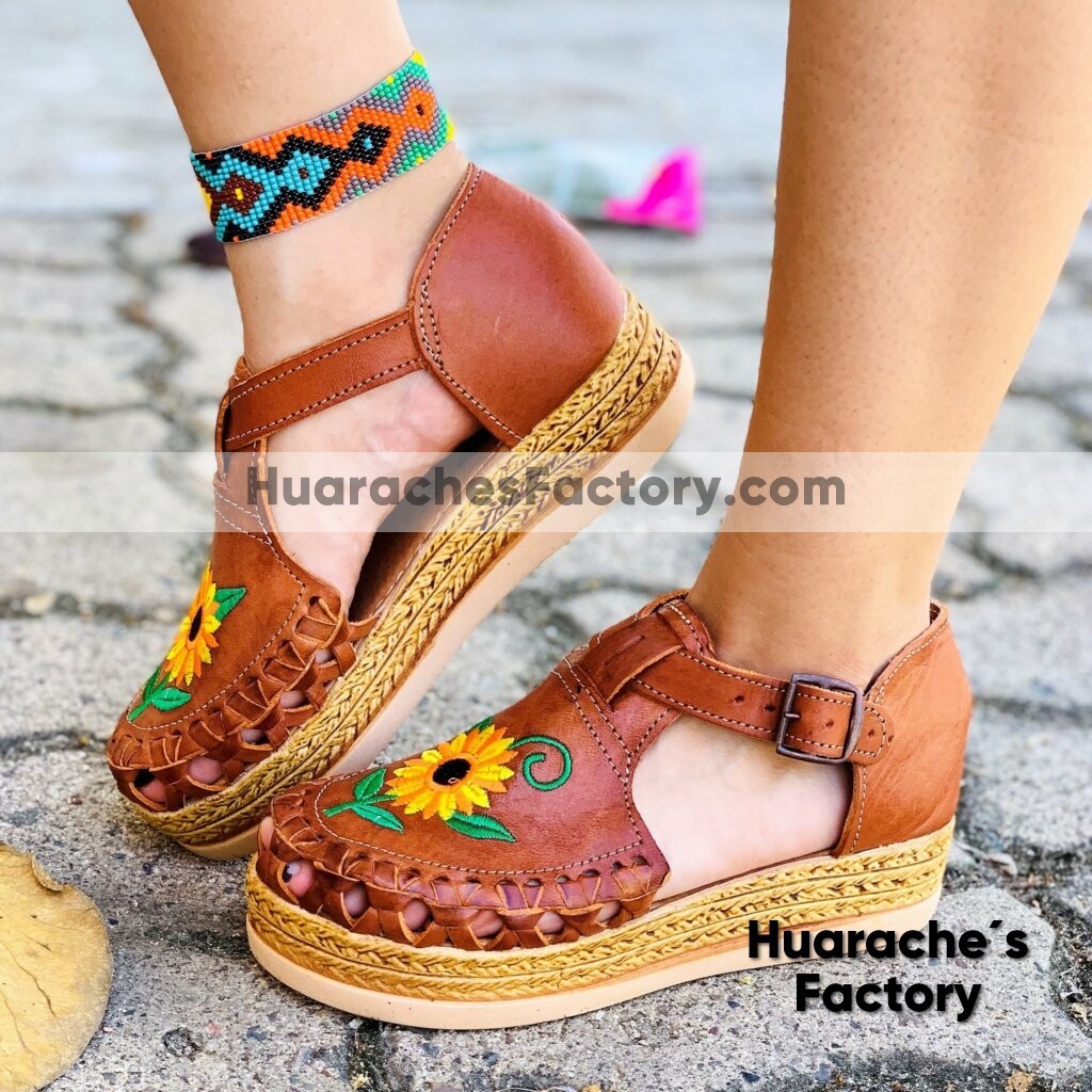 Sandalia Mexicana De Cuero Hecha a Mano Para Mujer Zapatos Zapatos para mujer Sandalias 