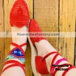 zj00703 Huaraches Artesanales Color Rojo Alpargata Tejido De Piso Mujer De Gamuza Sahuayo Michoacan mayoreo fabricante de calzado zapatos taller maquilador (1)