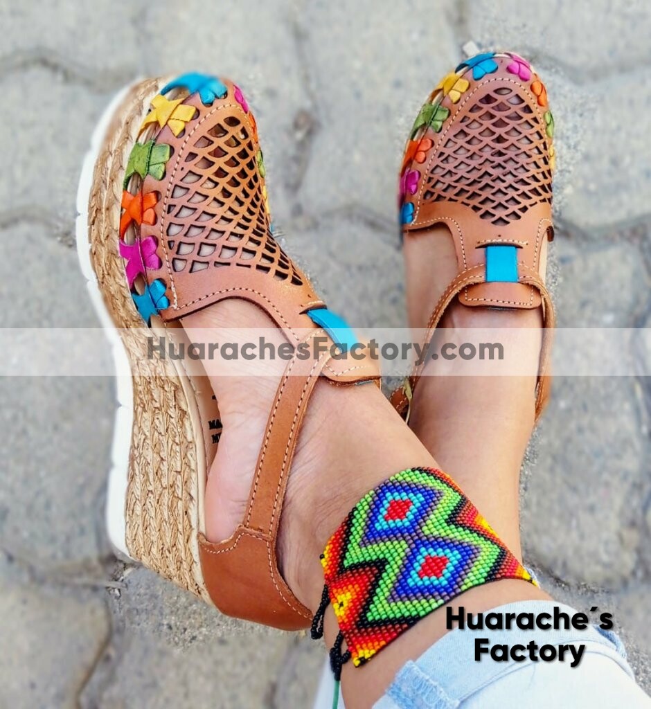 zj00003 Huarache mexicano artesanal mayoreo fabrica para mujer de plataforma Huarache´s Factory