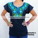 rj00433 Blusa bordada a mano negro artesanal mujer mayoreo fabricante proveedor ropa taller maquilador
