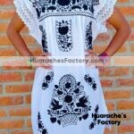 rj00437 Vestido bordado a mano blanco artesanal mujer mayoreo fabricante proveedor ropa taller maquilador