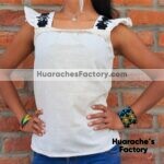 rs00122 Blusa con bordado de flor en los tirantes artesanal mujer mayoreo fabricante proveedor ropa taller maquilador