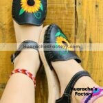 zj00815 Huaraches Artesanales Color Negro Con Bordado De Piso Mujer De Piel Sahuayo Michoacan mayoreo fabricante de calzado zapatos taller maquilador (2) (1)