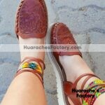 zs00866 Huaraches artesanales color cafe tipo alpargata con troquel de flor de piso mujer mayoreo fabricante calzado zapatos proveedor sandalias taller maquilador (1)