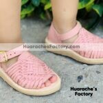 zs00874 Huaraches artesanales color rosa altura de talon de 2cm de piso bebe mayoreo fabricante calzado zapatos proveedor sandalias taller maquilador(1)