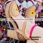 zs00876 Huaraches artesanales color tan bordado de girasol altura de tacon 9cm aprox de plataforma mujer mayoreo fabricante calzado zapatos proveedor sandalias taller maquilador (1)