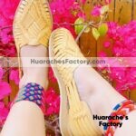 zs00912 Huaraches artesanales tejido color amarillo pastel de piso mujer mayoreo fabricante calzado zapatos proveedor sandalias taller maquilador