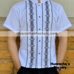 rj00632 Camisa guayabera de manta color blanco artesanal hombre mayoreo fabricante proveedor ropa taller maquilador