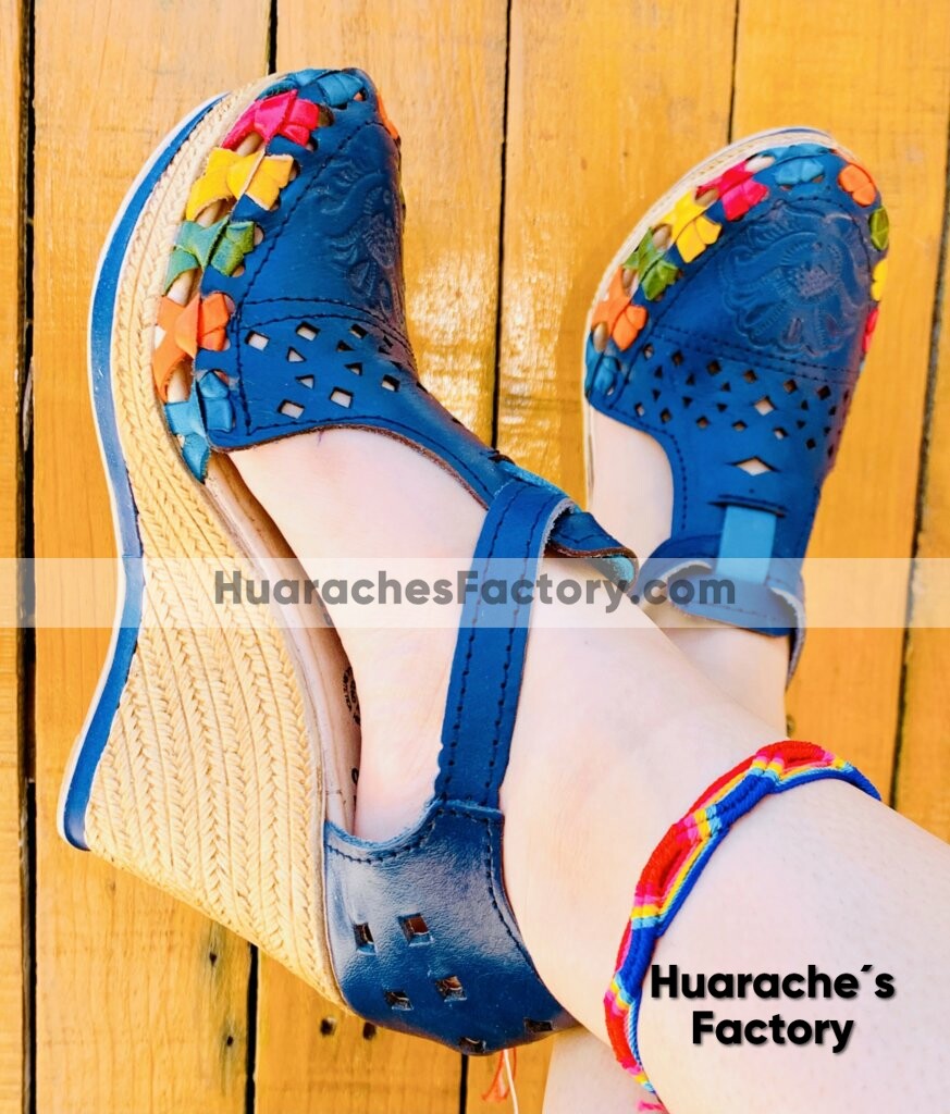 zj00389 Huarache Artesanal Mexicano Hecho mano piel Mujer Zapato plataforma calzado mayoreo fabrica proveedor maquilador fabricante mayorista taller sahuayo michoacan (1)