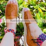 zj00862 Huarache artesanal tejido color nuez abierto punta piso mujer mayoreo fabricante calzado zapatos proveedor sandalias taller maquilador