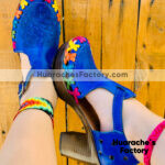 zj00872 Huaraches artesanales color azul con troquel diseño de flores altura de plataforma 9cm aprox de plataforma mujer mayoreo fabricante calzado zapatos proveedor sandalias taller maquilador