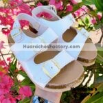 zs00916 Huaraches artesanales dos evillas color blanco de piso mujer mayoreo fabricante calzado zapatos proveedor sandalias taller maquilador