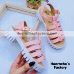 zs00943 Huaraches artesanales color rosa altura de tacon de 3.5 cm de piso infantil mayoreo fabricante calzado zapatos proveedor sandalias taller maquilador
