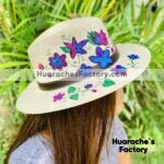 aj00184 Lote 3 piezas sombrero artesanal diseño de flores morado mayoreo fabricante proveedor ropa taller maquilador