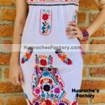 j00668 Vestido artesanal mexicano para mujer hecho en Chiapas color blanco mayoreo fabrica