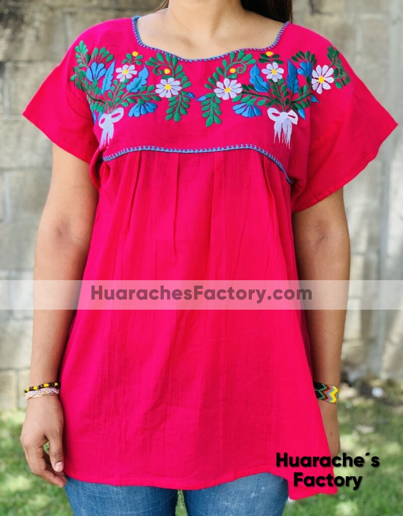 rj00721 Blusa para mujer artesanal Chiapas bordado al azar Proveedor  Mayorista - Huarache´s Factory
