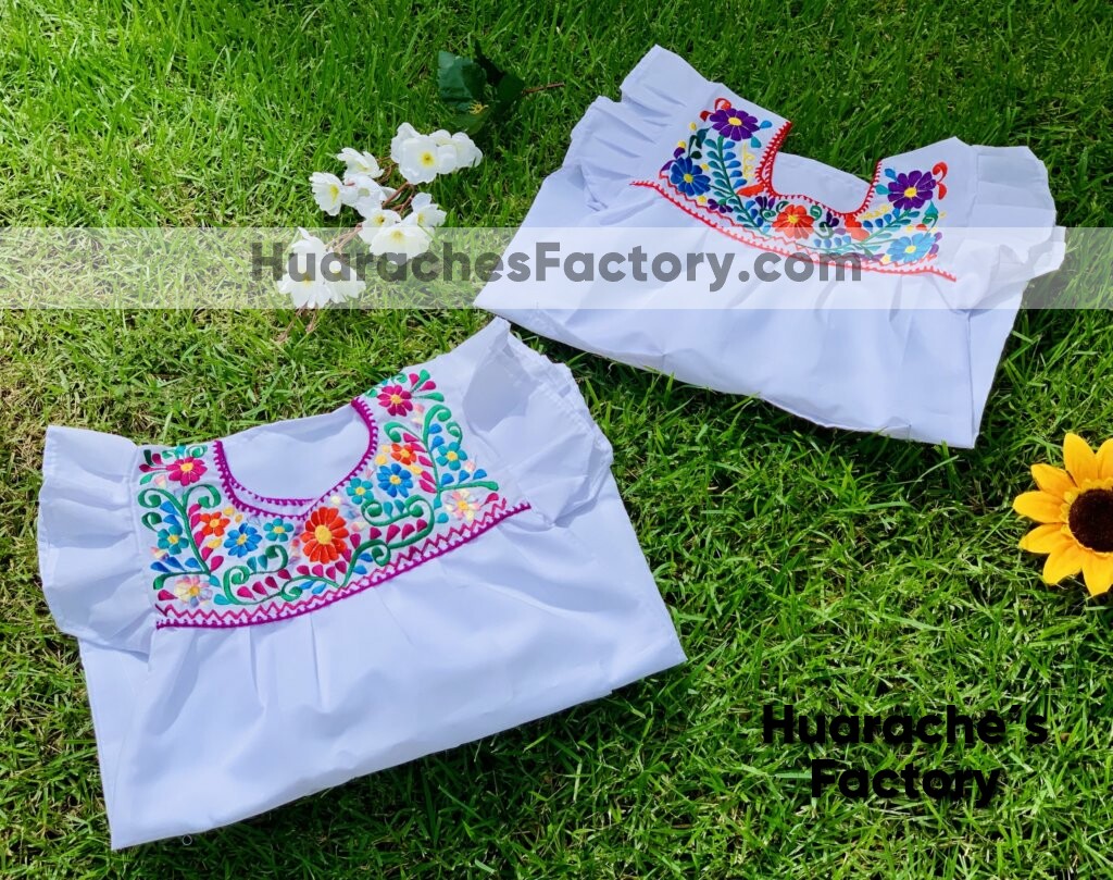 rj00752 Vestido artesanal mexicano de manta para infantil hecho en Sahuayo  Michoacan mayoreo fabrica - Huarache´s Factory