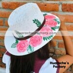 aj00195 sombrero artesanal pintado a mano diseño de rosas mayoreo fabricante proveedor ropa taller maquilador