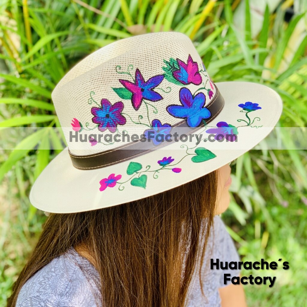 envidia Abrazadera teoría aj00206 sombrero artesanal diseño de flores morado mexicano hecho en Leon  Guanajuato mayoreo fabrica - Huarache´s Factory