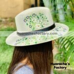 aj00207 sombrero artesanal diseño de flores blanco mayoreo fabricante proveedor ropa taller maquilador