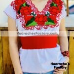 rj00189 Blusa artesanal de manta con bordado de rosas hecho a mano mayoreo fabricante proveedor taller maquilador (1)