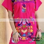 rj00532 Vestido bordado a mano color fiusha artesanal mujer mayoreo fabricante proveedor ropa taller maquilador (1)