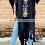 rj00730 Gabán Color Negro para dama de acrilan bordado de flores hecho en Chiapas México mayoreo fabricante proveedor taller maquilador (1)