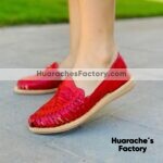 zj00383 Huaraches Artesanales Color Rojo Con Tejido De Piso Mujer De Piel Sahuayo Michoacan mayoreo fabricante de calzado zapatos taller maquilador(1)