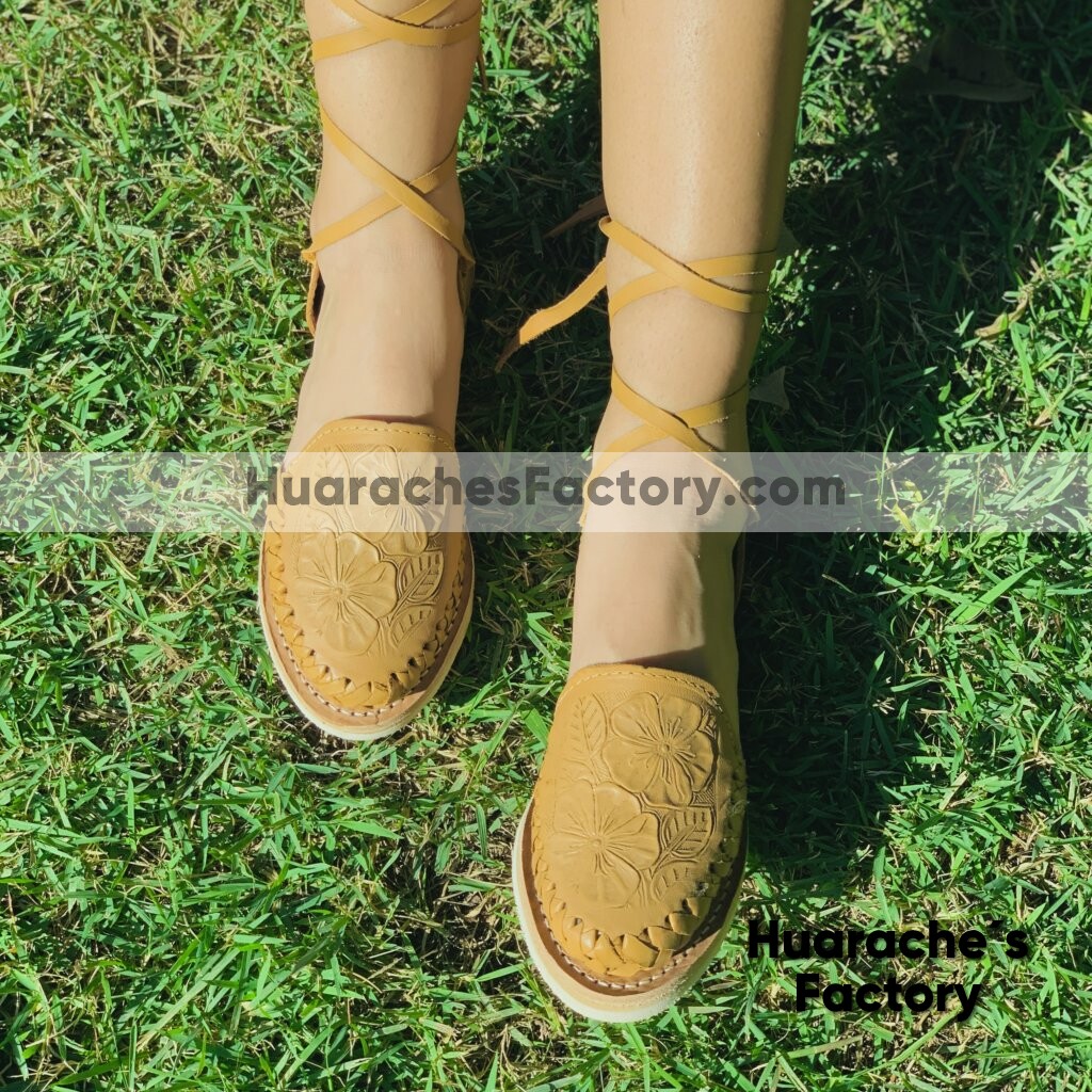 zj00752 Huaraches Artesanales Color Beige Alpargata Troquel De Piso Mujer De Piel Sahuayo Michoacan mayoreo fabricante de calzado zapatos taller maquilador(2)