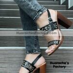 zn00013 Huaraches Artesanales Con Plataforma Negro Flores Bordadas Beige Elegante mayoreo fabricante calzado (3)