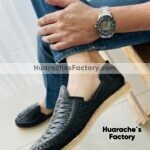zj01005 Huaraches Artesanales Para Hombre Negro Tejido mayoreo fabricante calzado (1)