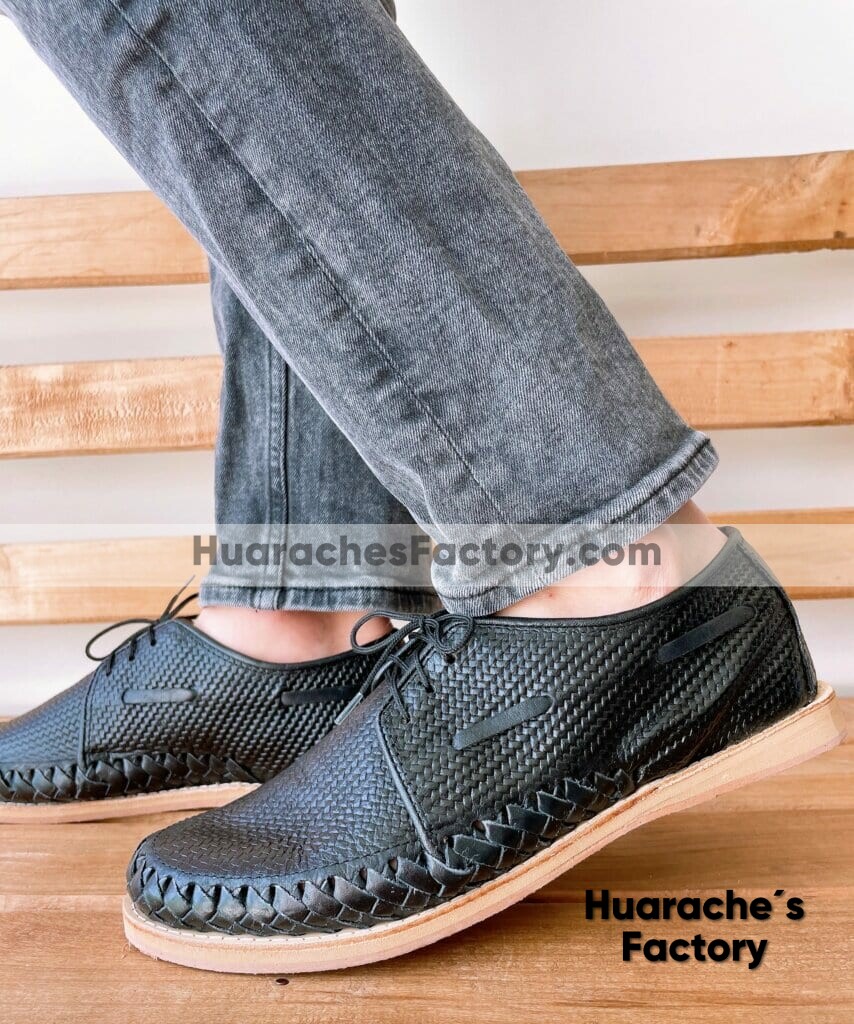 zn00030 Huaraches Artesanales Para Hombre Negro Relieve mayoreo fabricante calzado (2)