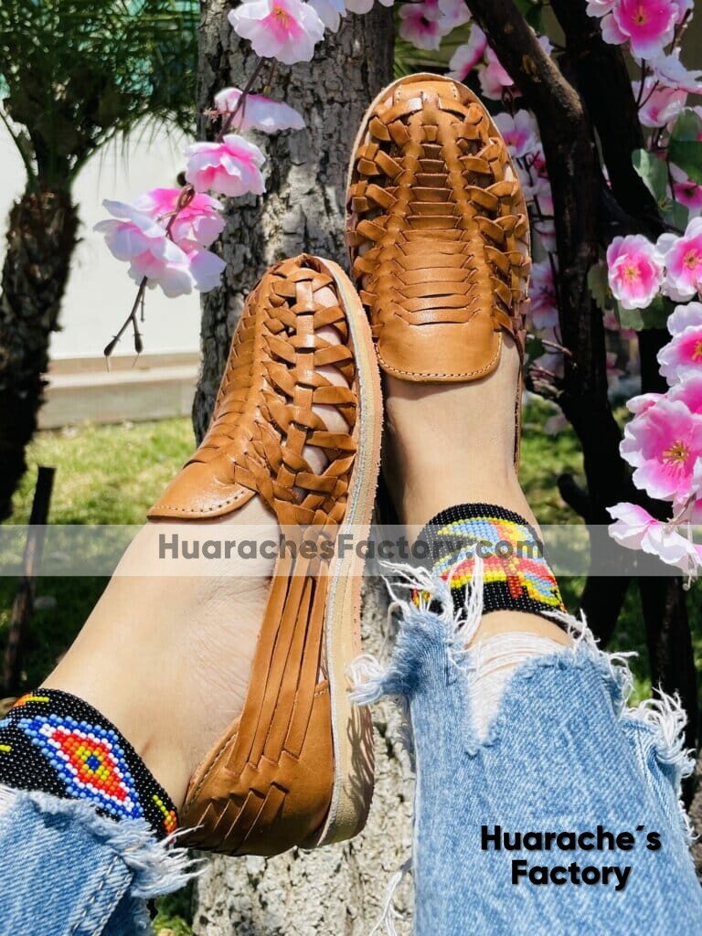 zj00098 Huarache Artesanal Mexicano Hecho mano piel Mujer Zapato piso calzado mayoreo fabrica proveedor (2)