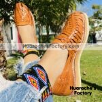 zj00861 Huarache artesanal tejido color nuez piso mujer mayoreo fabricante calzado zapatos (1)