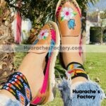 zj00972 Huaraches Artesanales Piso Para Mujer Tan Flor y Mariposa mayoreo fabricante calzado proveedor (1)